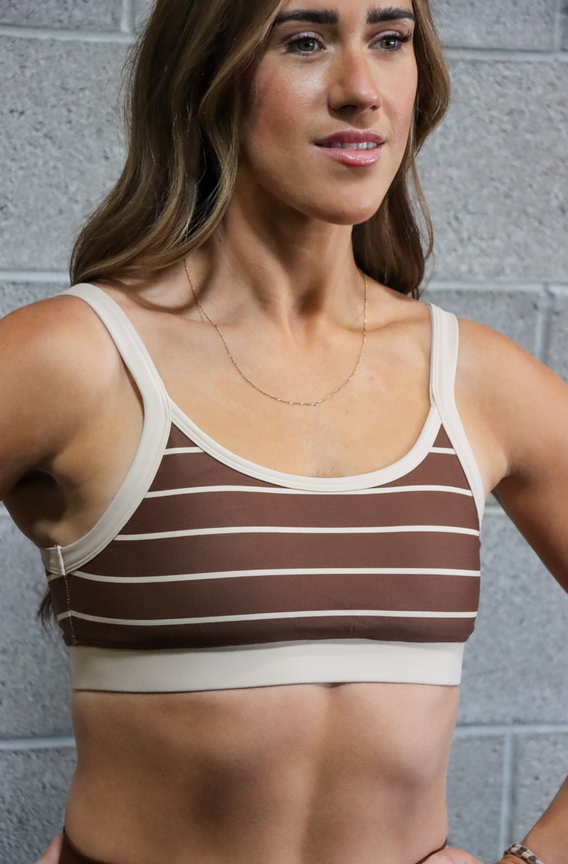 Brown Striped Bra