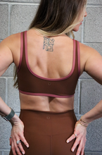 Load image into Gallery viewer, Brown and Pink Scoop Bra
